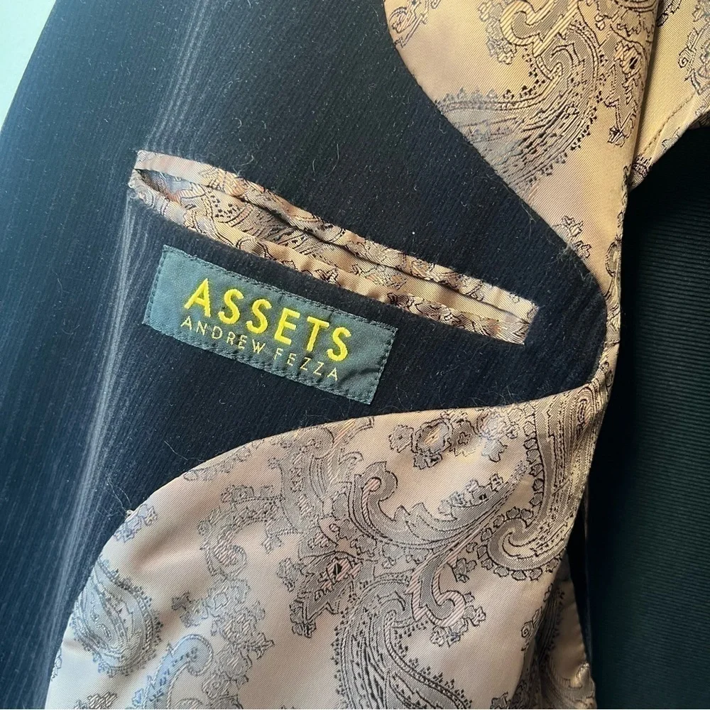 Andrew Fezza Men's Blazer Sport Coat 42R Black Corduroy Baxter EUC